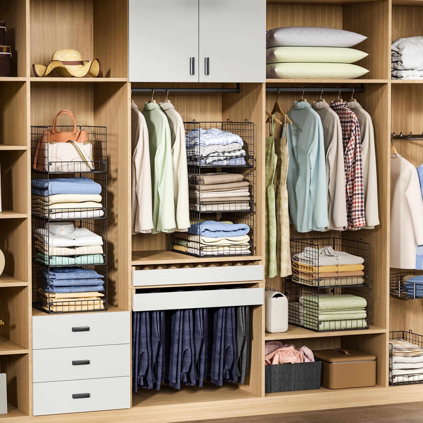 Yociyoga Foldable closet shelves show compact, space-saving design.