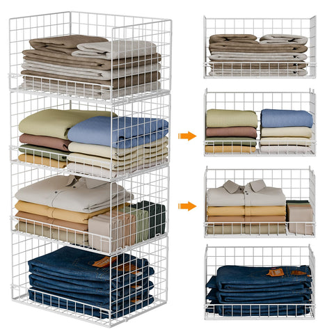 Yociyoga four-tier closet organizers in white keeping shirts and pants organized