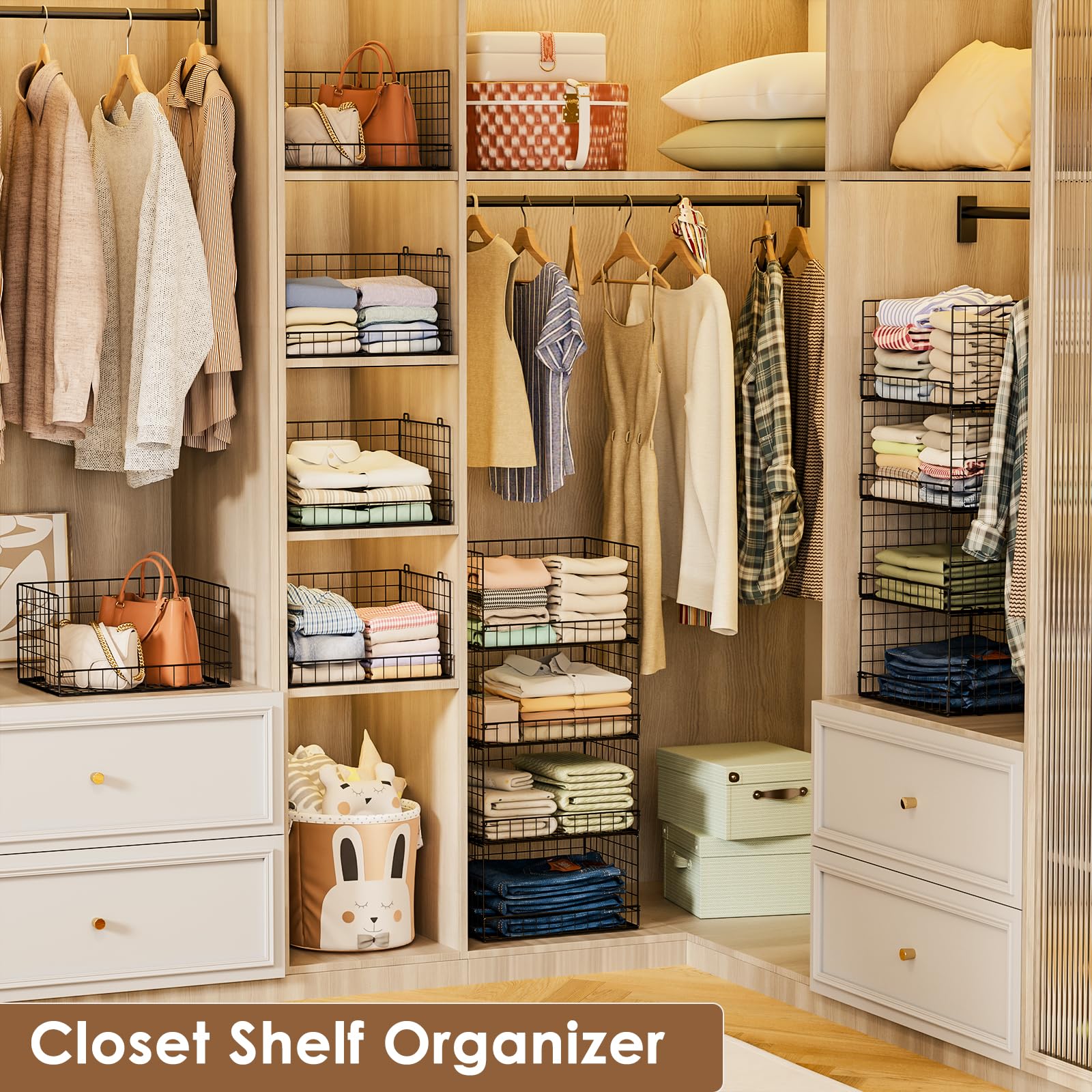Yociyoga iron mesh closet bin provides durability and breathability.