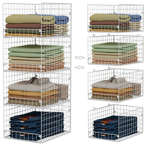 Yociyoga stackable closet organizers in steel mesh offering ample 4-tier storage for wardrobes