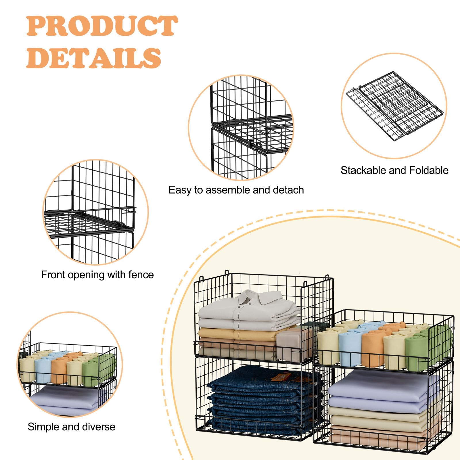 Yociyoga sturdy iron mesh bins offer breathable durability for clothes and toys