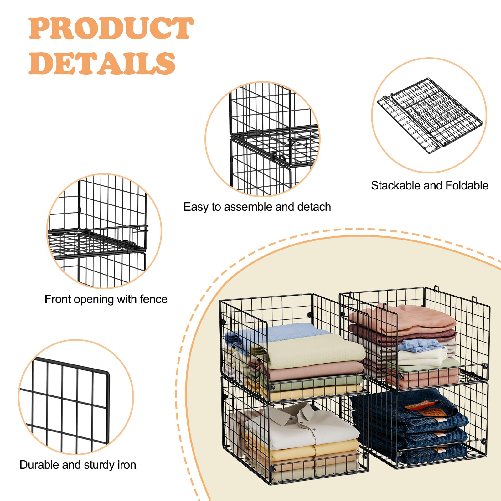 Yociyoga Sturdy iron mesh bins provide durable, breathable storage.