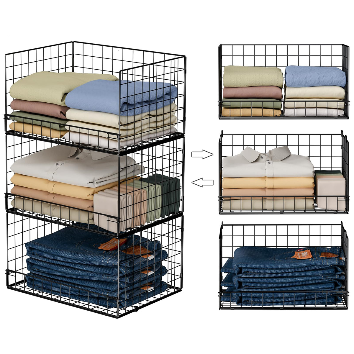 Yociyoga wide-mouth closet organizer offers easy access for bulky garments.