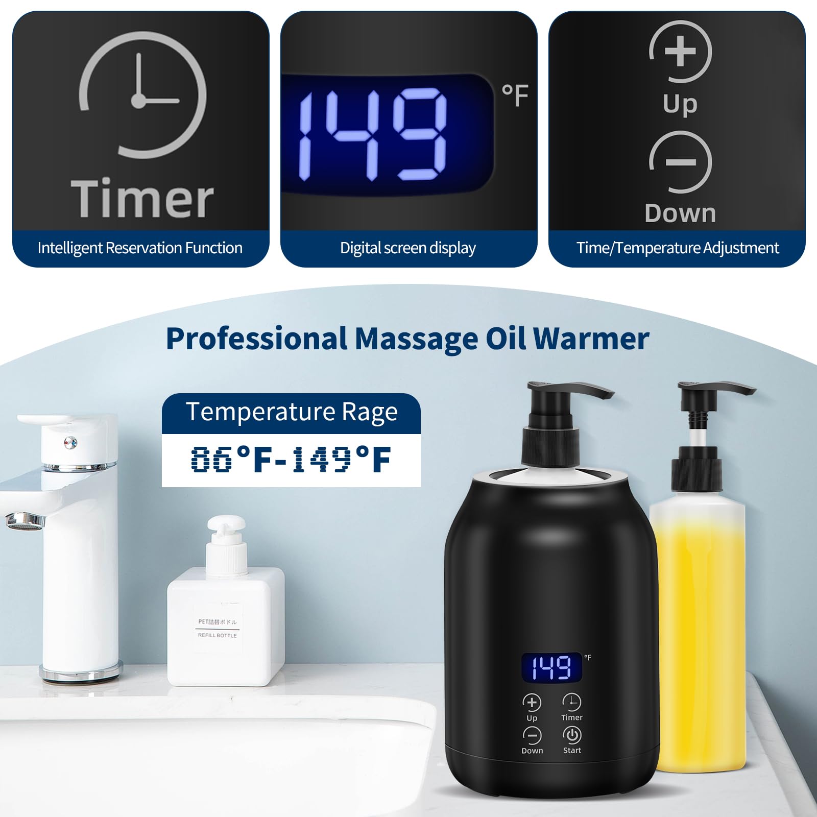 Yofuly digital heater with two bottles heats lotions evenly for spa-grade comfort
