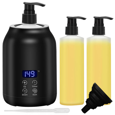 Yofuly massage oil warmer front view with dual dispensers for convenient at-home spa sessions
