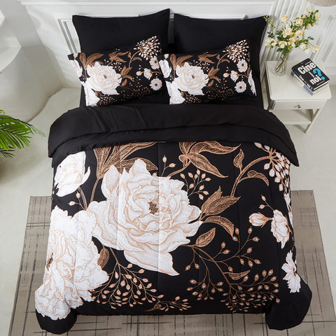 Yogeneg black and white floral fitted sheet for queen bed with snug fit