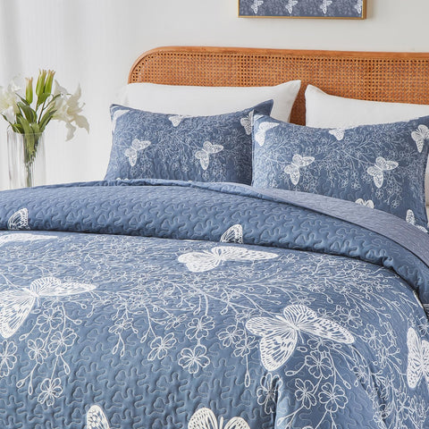 Yogeneg butterfly leaves on blush grey bedding enhances decor