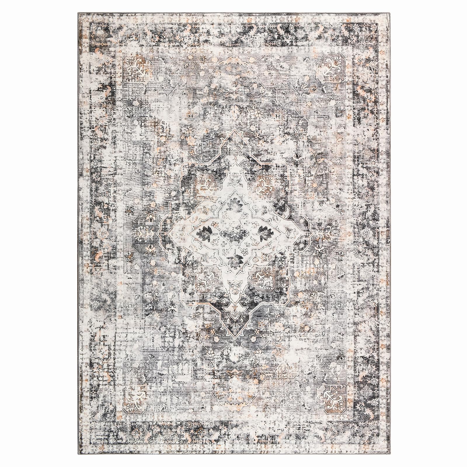 YOH Boho washable rug charcoal folds neatly for compact storage