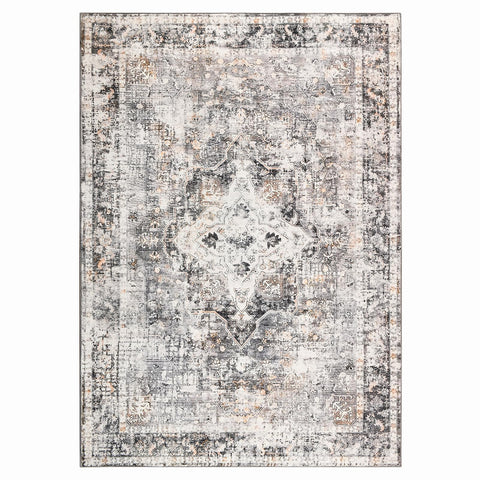YOH Boho washable rug charcoal folds neatly for compact storage