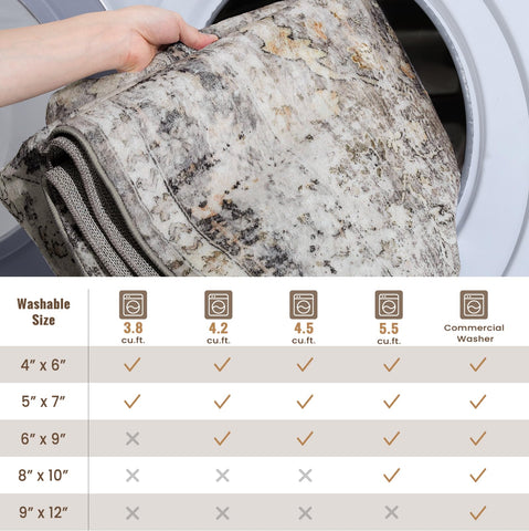 YOH Boho washable rug charcoal under-door fit demonstrates space-saving versatility