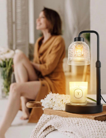 Yohonk Candle Warmer Lamp glass shade highlights elegant decor.
