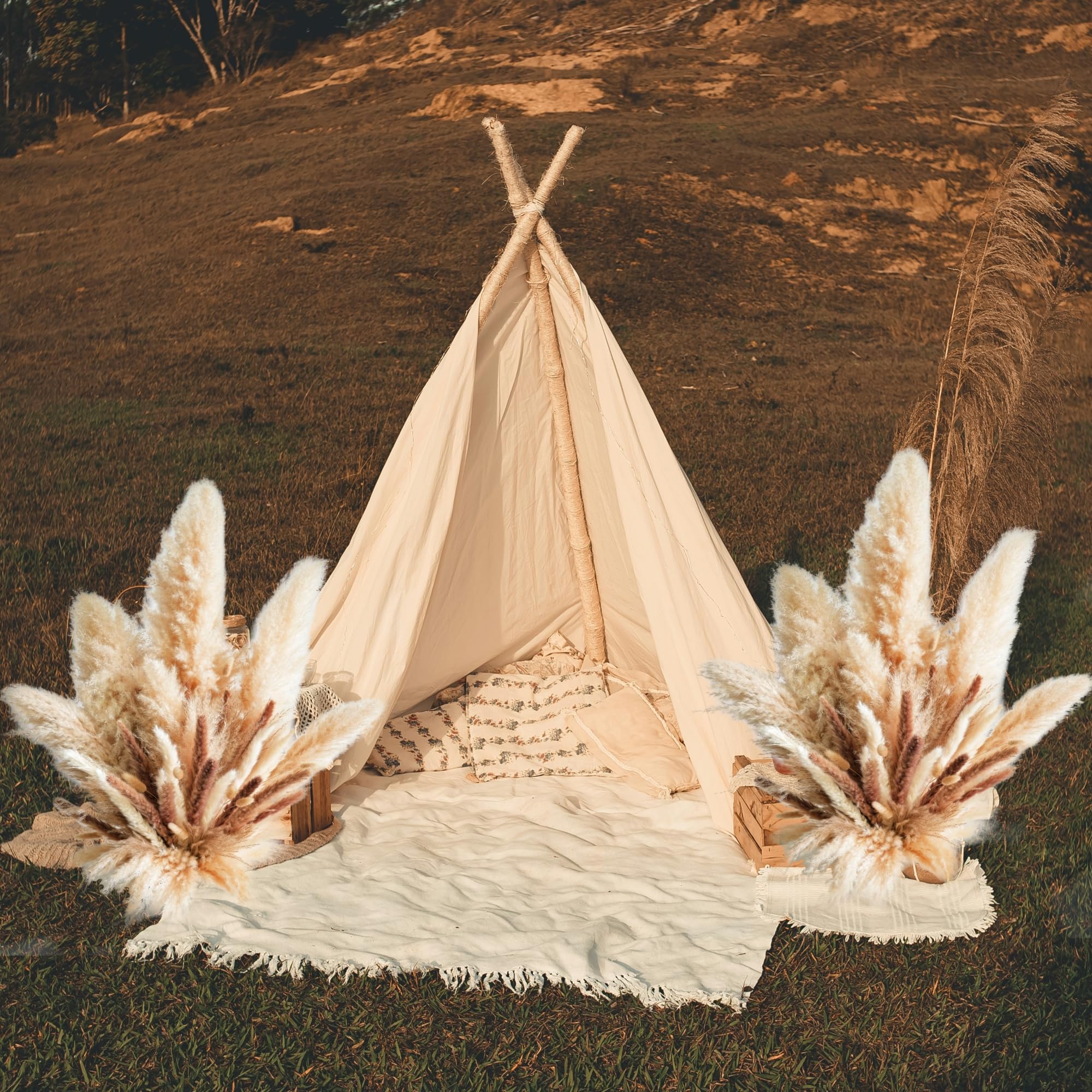 YOJOYI versatile pampas grass decor blends with beige living spaces.