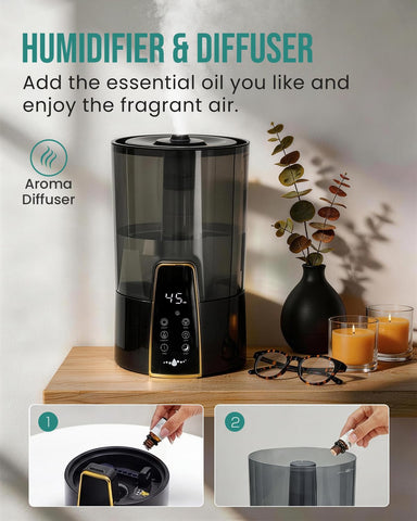YOKEKON humidifier 360° nozzle distributes mist evenly.