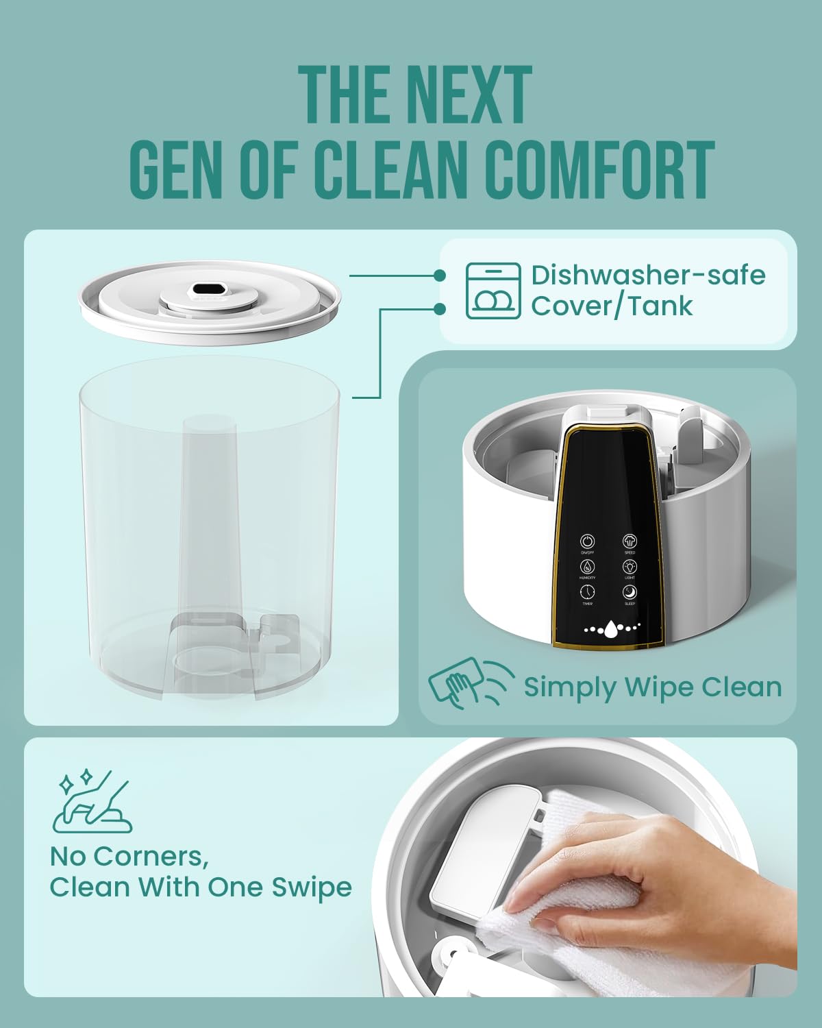 YOKEKON humidifier auto humidity control maintains comfortable humidity.