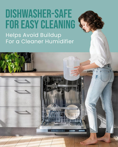 YOKEKON humidifier with dishwasher-safe tank for easy cleaning in kitchen or living area.