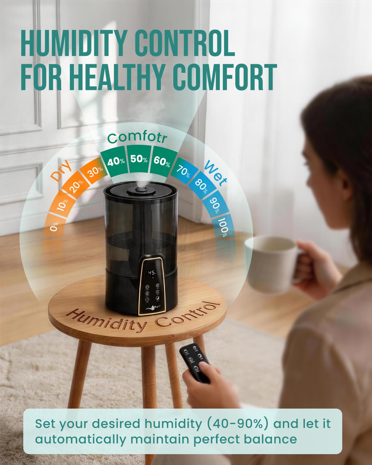 YOKEKON humidifier night-light provides a calming glow.