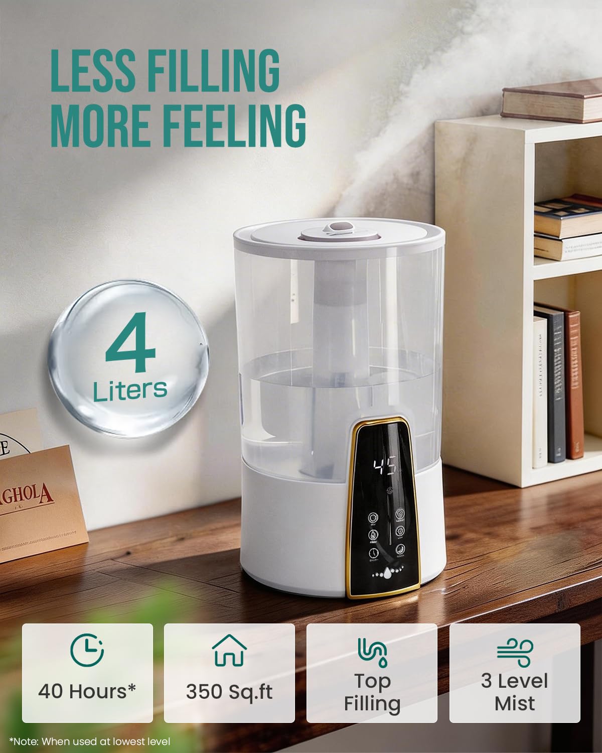 YOKEKON humidifier top-fill design enabling quick refills.