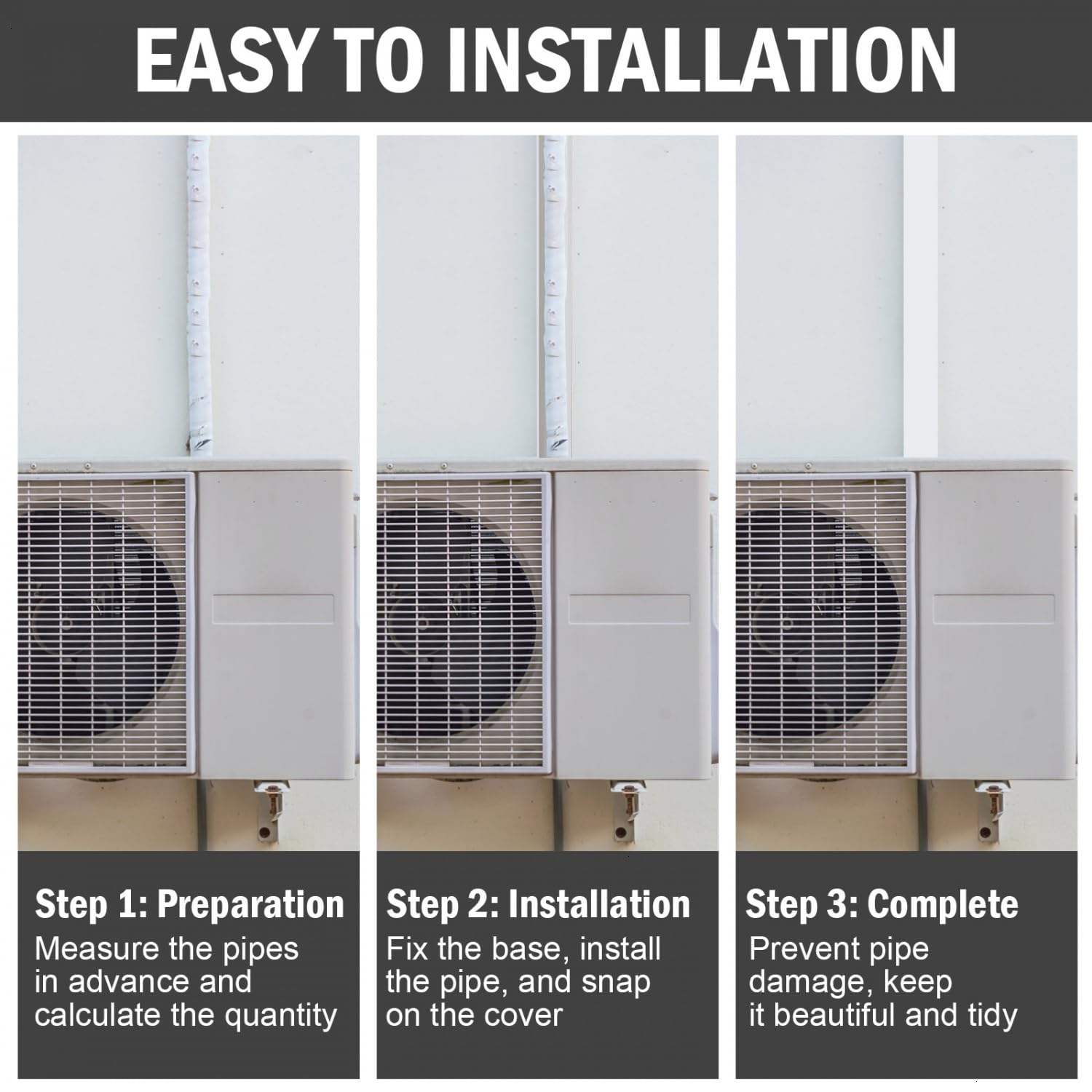 YoleShy snap-on line set cover installation demonstrates easy assembly.