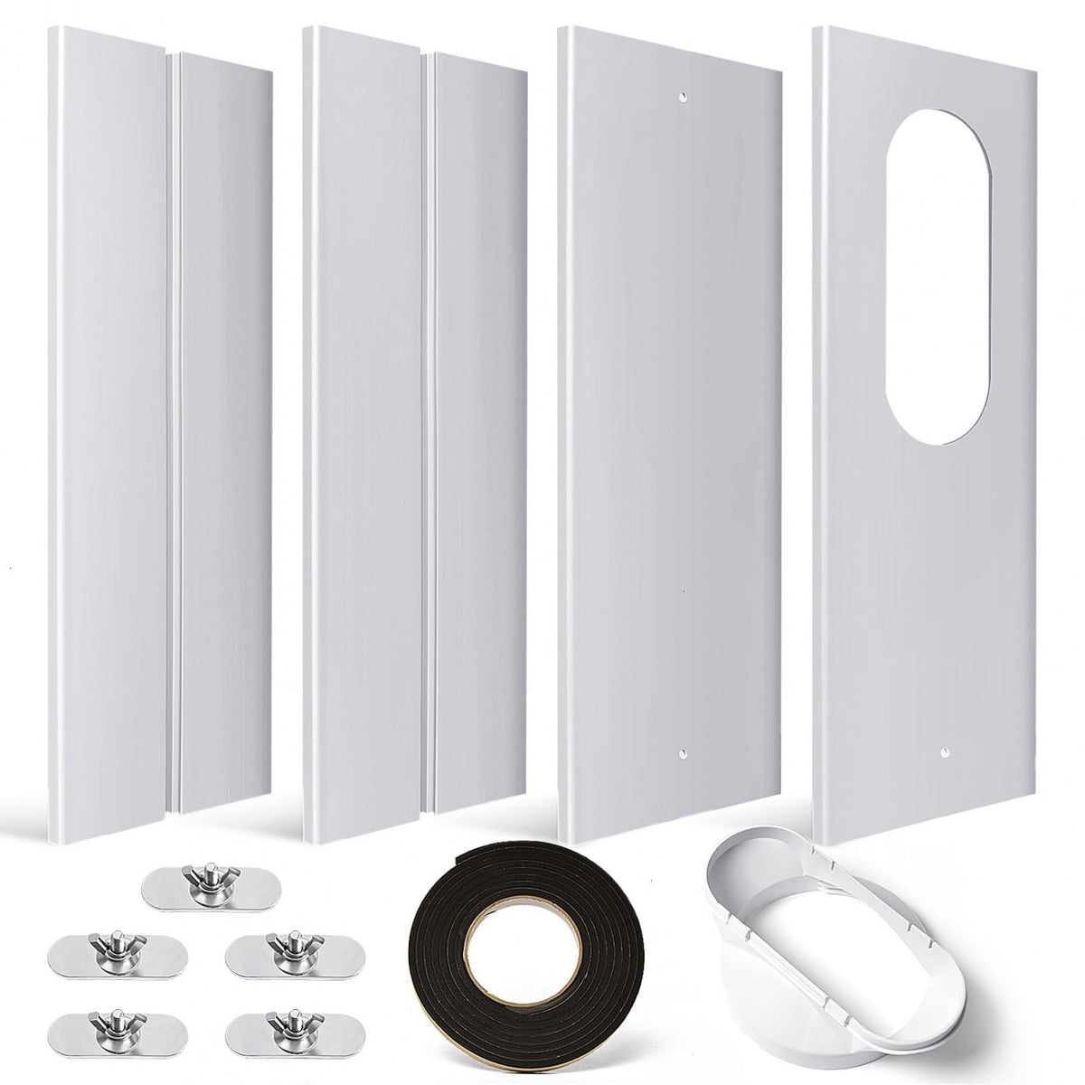 YoleShy window kit with 5.9-inch coupler for universal exhaust compatibility.