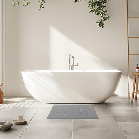 Yolife Stone Bath Mat 32x20 dark-grey finish complements modern bathrooms.
