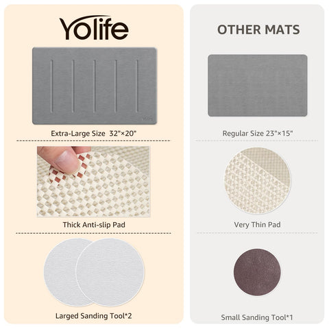 Yolife Stone Bath Mat 32x20 pet-bowl-mat context supports clean water near bowls.