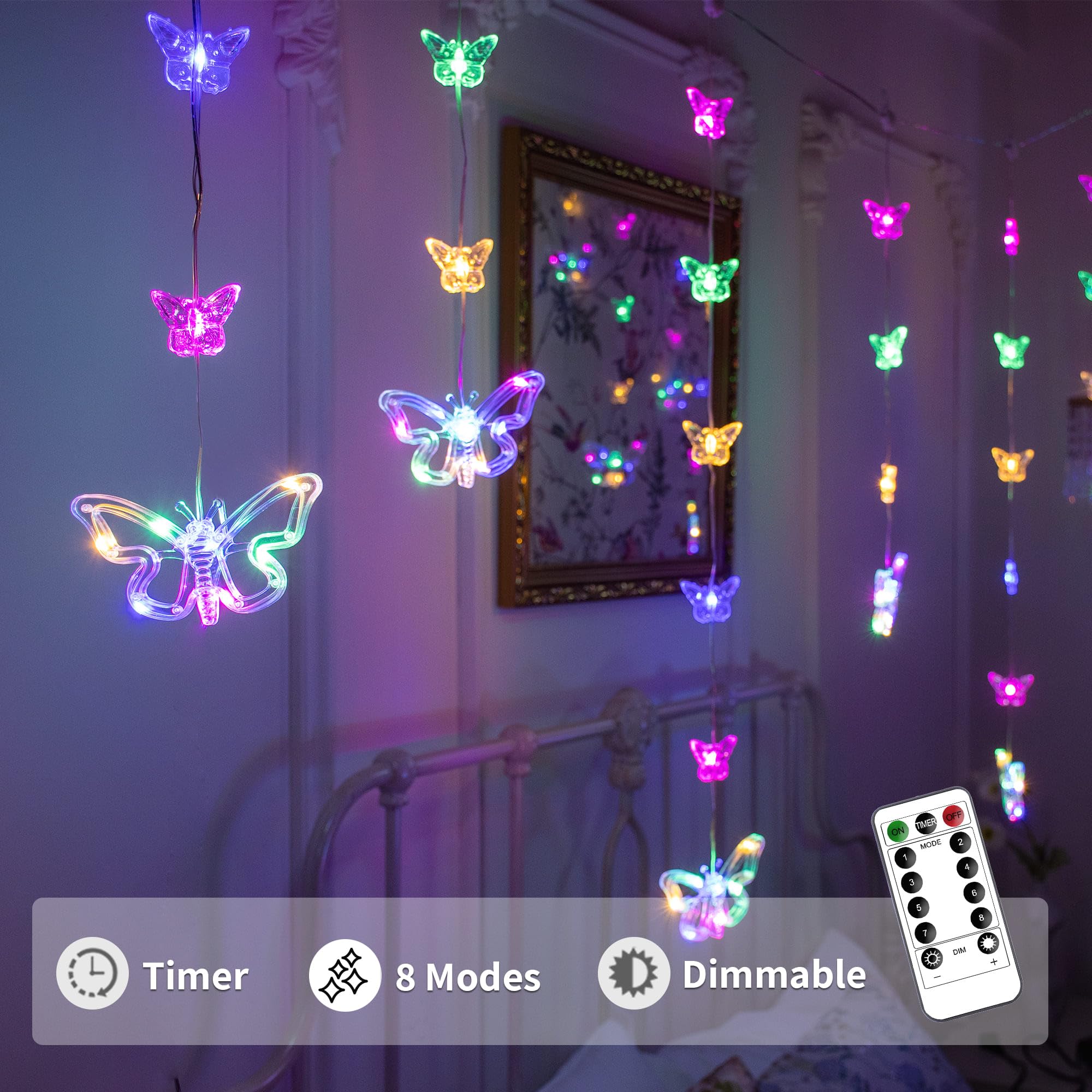YOLIGHT butterfly curtain lights remote timer enables easy, customized evening ambiance.
