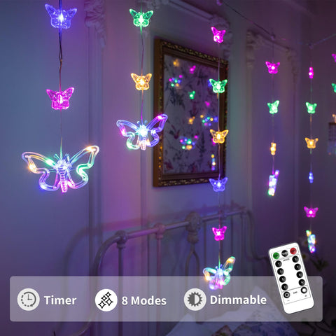 YOLIGHT butterfly curtain lights remote timer enables easy, customized evening ambiance.