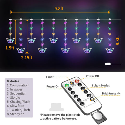 YOLIGHT butterfly lights closeup highlights delicate butterfly shapes and vivid colors.