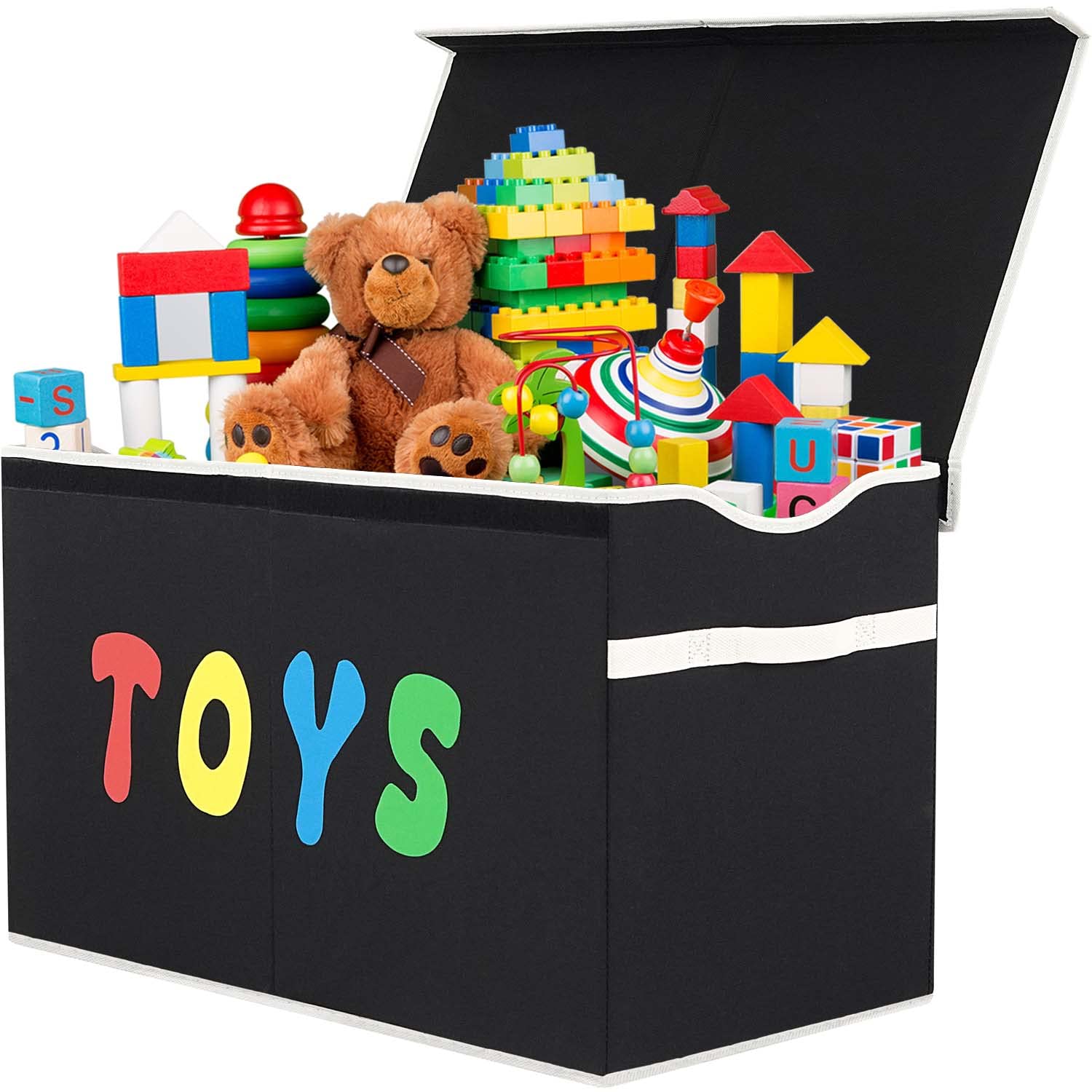 YOLOXO Toy Box Chest with collapsible lid keeps toys organized and accessible.