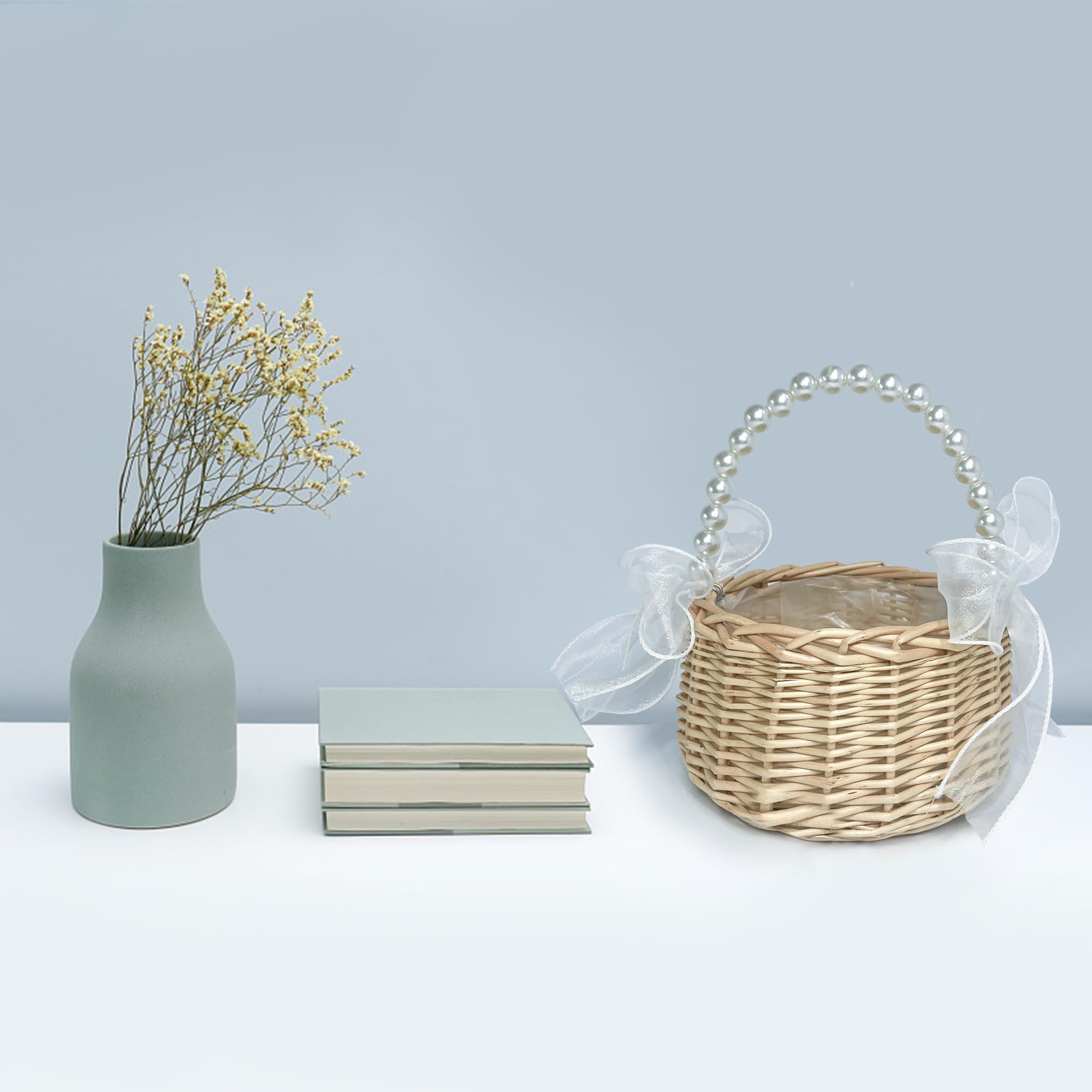 Yomglyxn wicker petite basket showcasing compact floral carry
