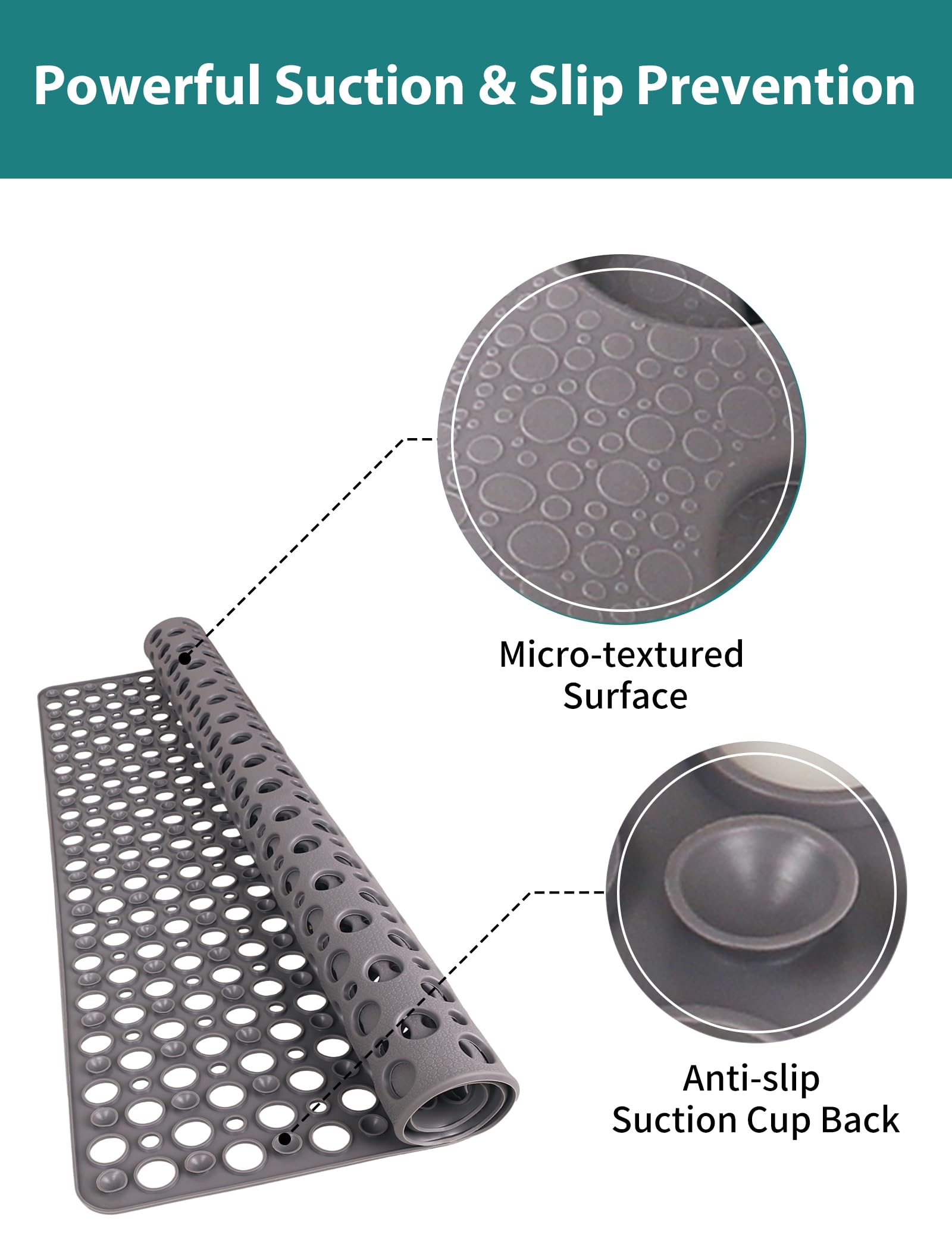Yonala drain-hole design keeps water flowing and the mat dry.