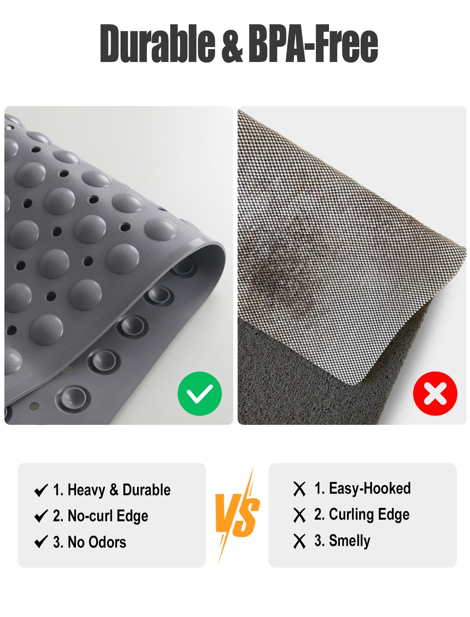 Yonala non-slip mat designed for walk-in showers and dry feet.