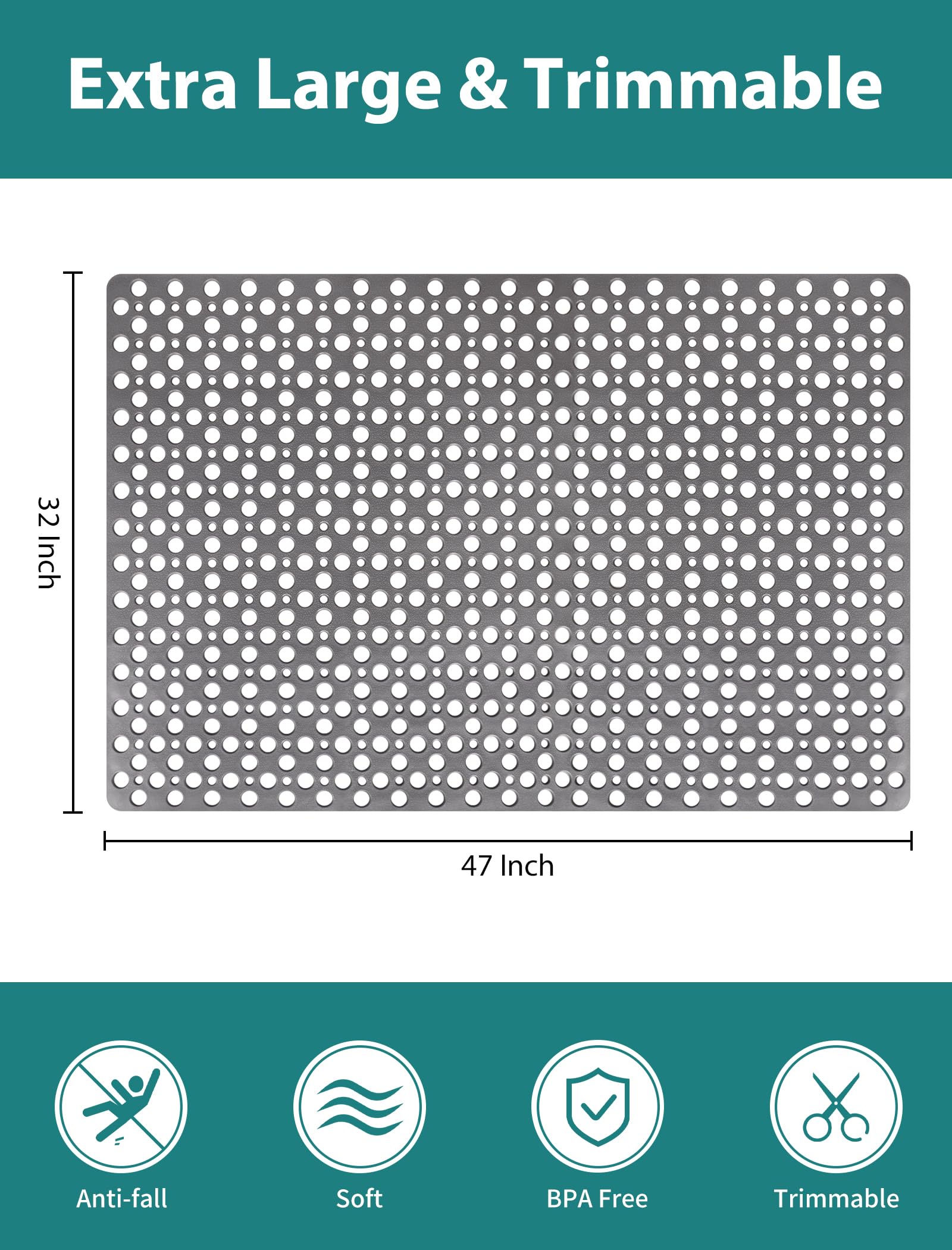Yonala shower mat suction cups grip smooth surfaces for stability.
