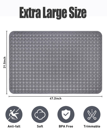 Yonala shower mat close-up of suction cups for grip on wet floors.