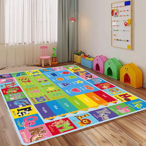 Yongjoy ABC Carpet shapes and colors to boost recognition.
