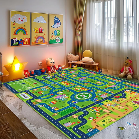 Yongjoy car rug road mat with city grid for imaginative play