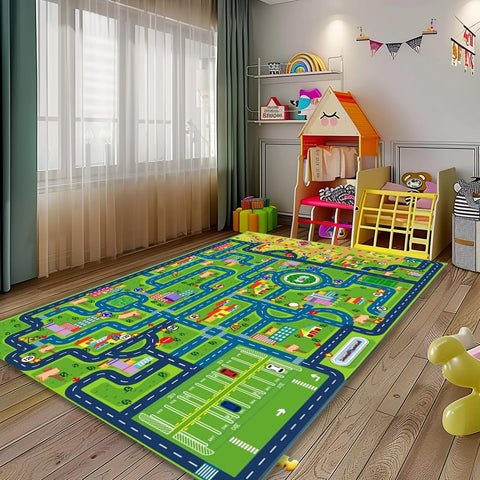 Yongjoy city-themed carpet with roads and landmarks for learning play