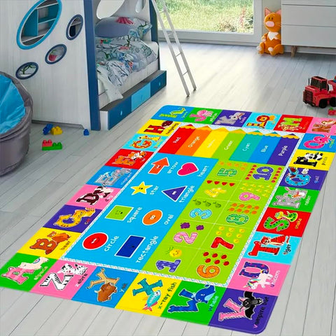 Yongjoy preschool rug featuring numbers and fruits supports counting and color recognition.