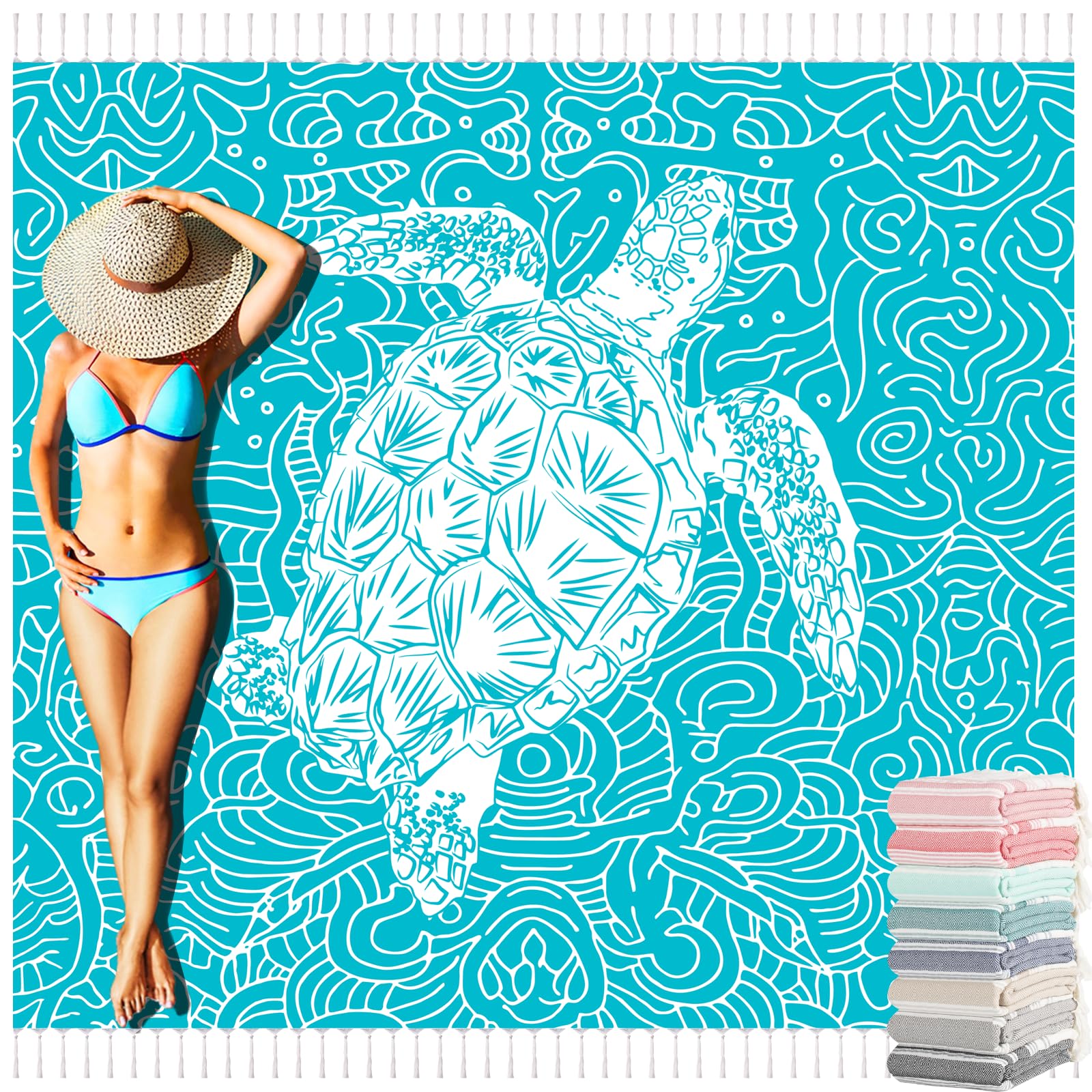 Yongoes oversized Turkish beach towel blanket for sand-free comfort on the beach