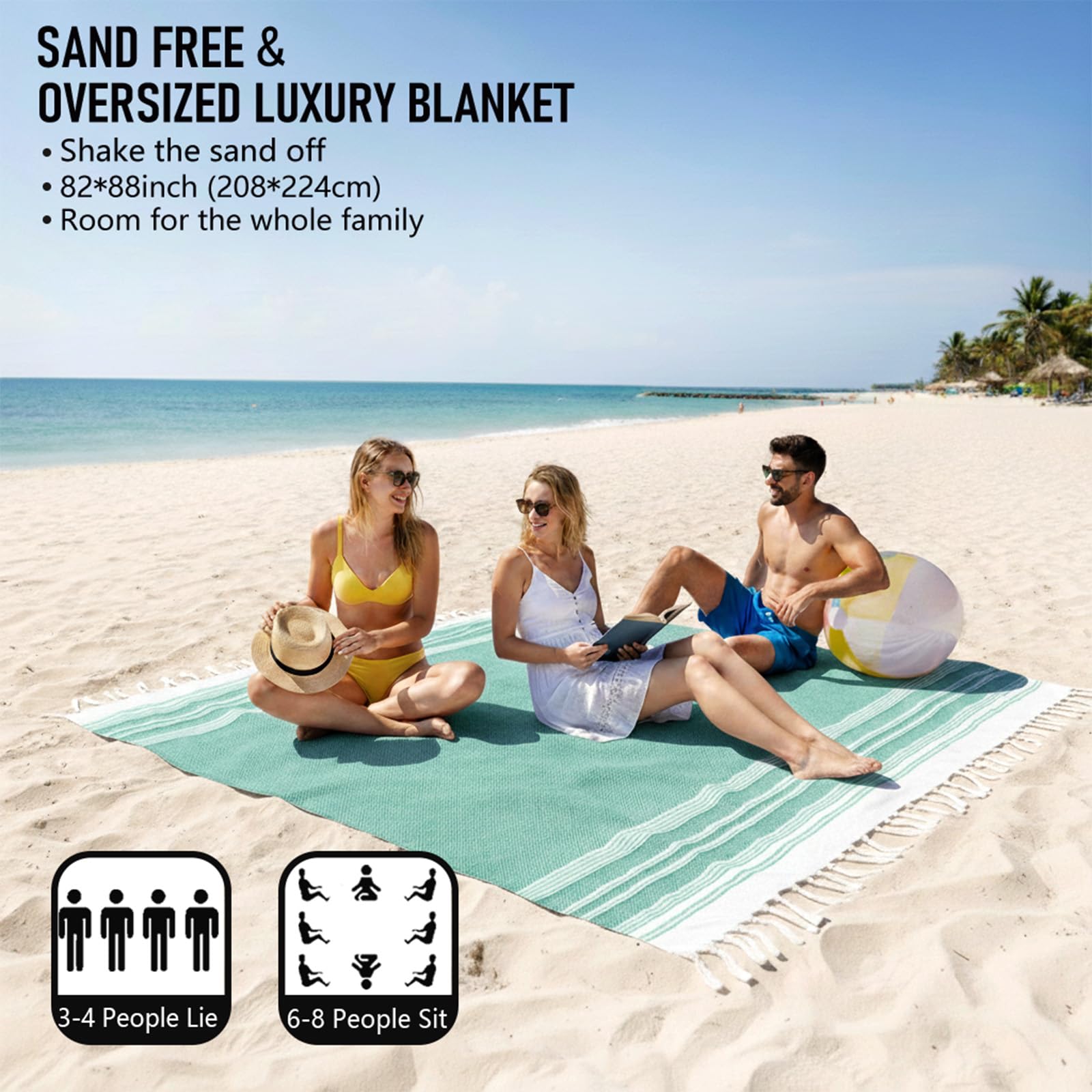 Yongoes sandproof beach blanket for adults keeps sand away on sunny shores.