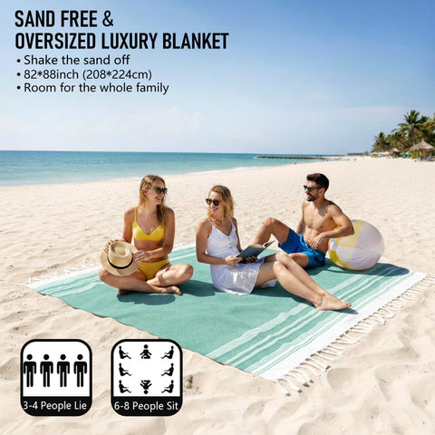 Yongoes sandproof beach blanket for adults keeps sand away on sunny shores.