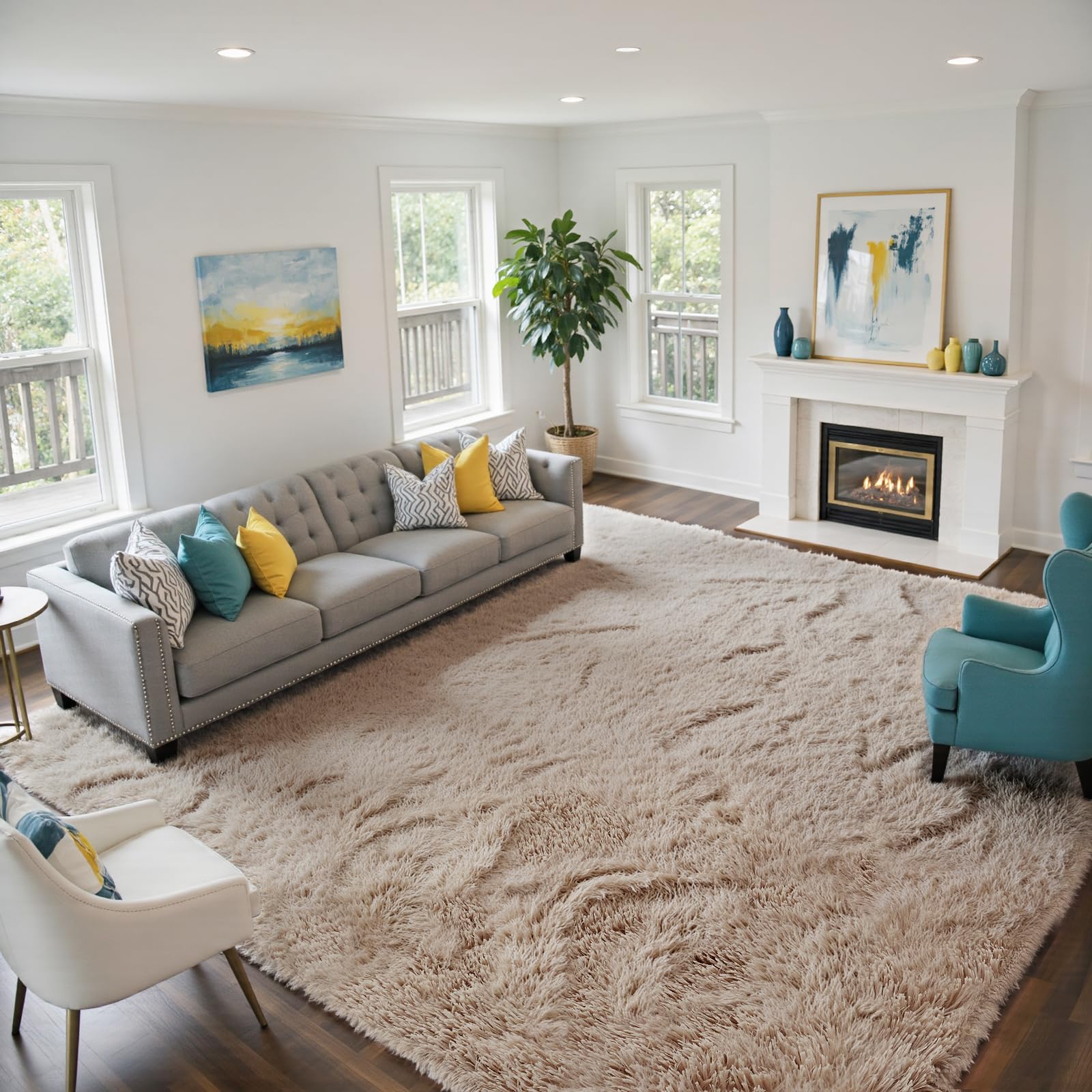 Yongyangjuxin fluffy rug wrap-around edge detail maintains neat pile
