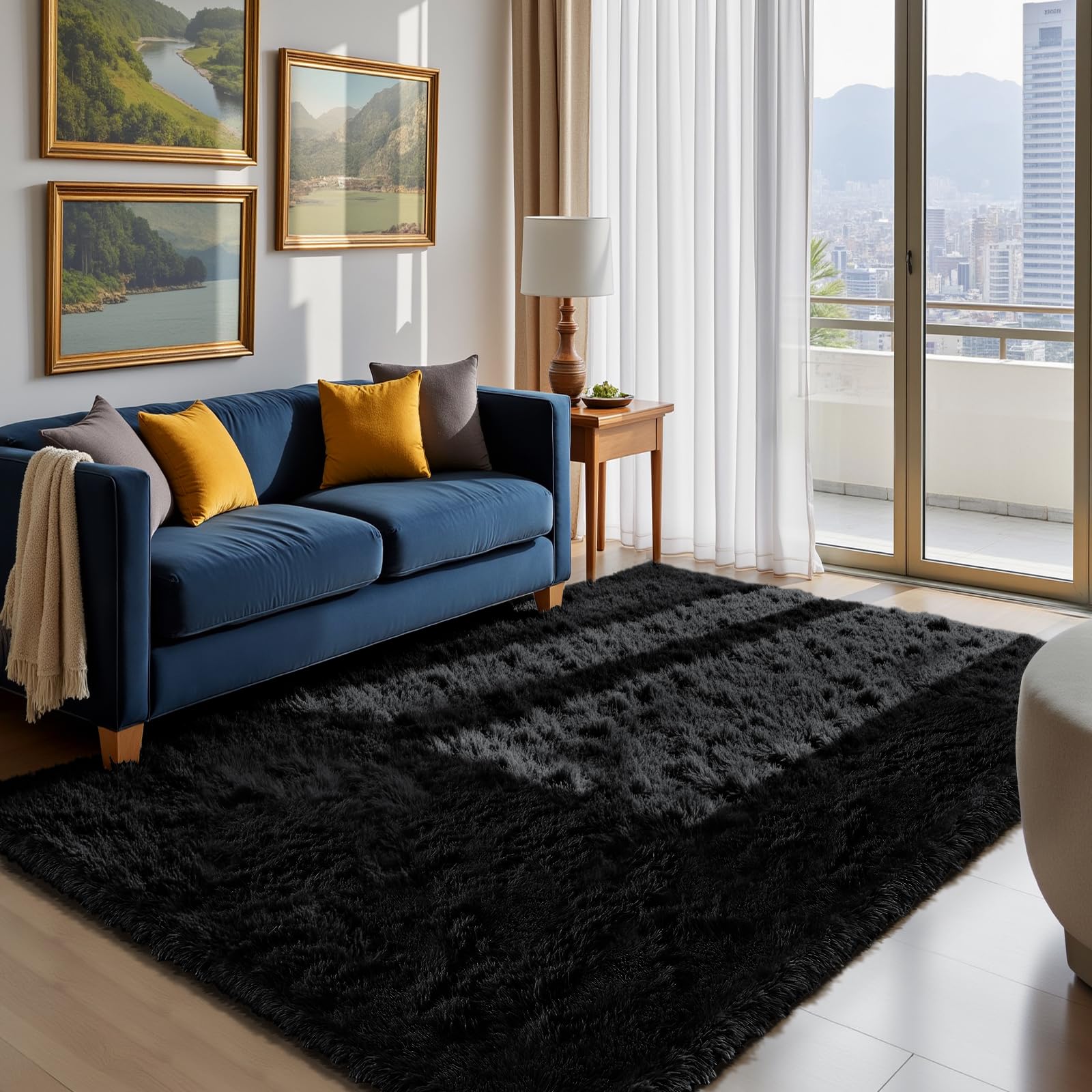 YongYangJuxin black 4x6 rug edge detail with tight locking fibers
