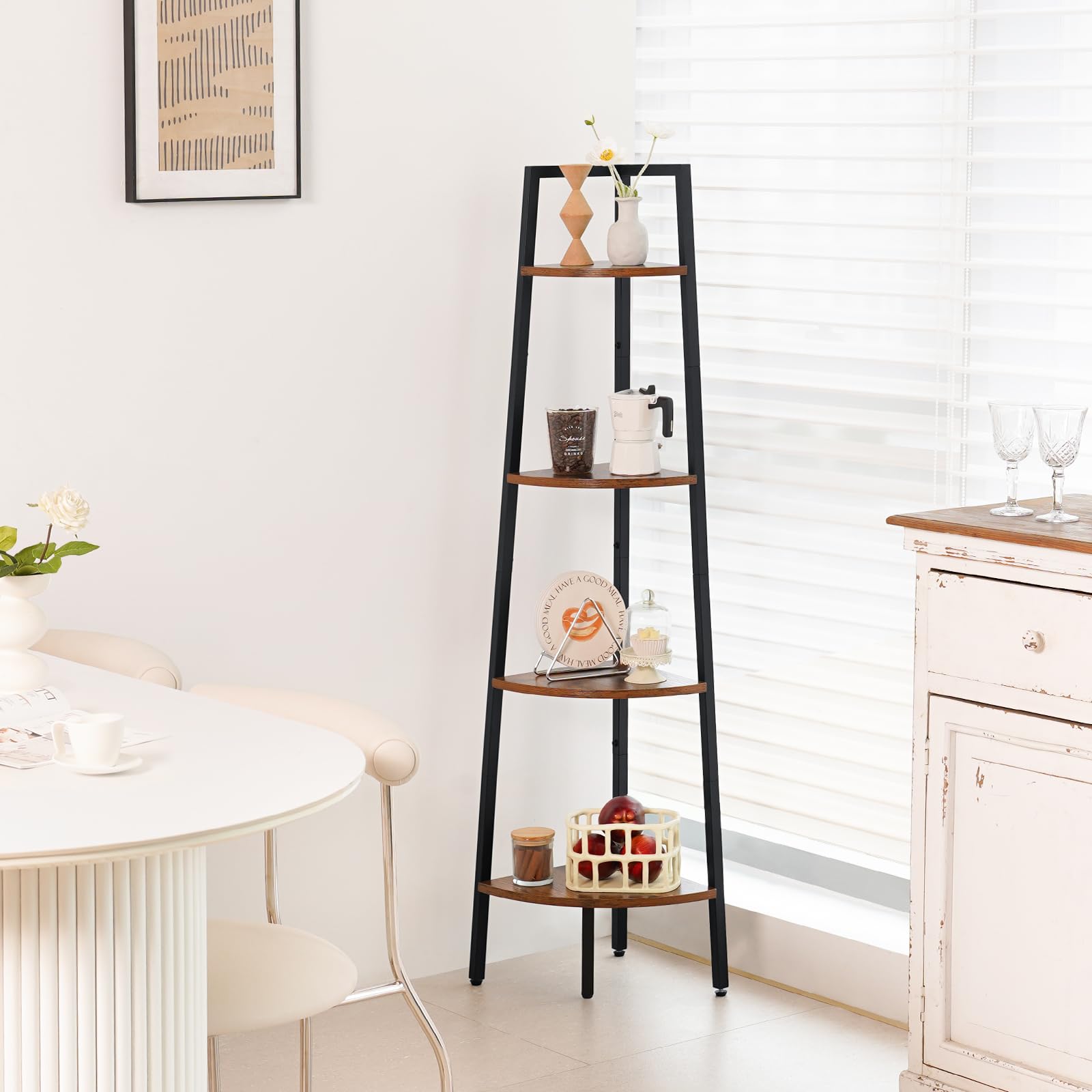 Yoobure 4-Tier Corner Shelf dimension and stability showcased