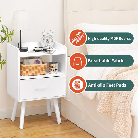 Yoobure bedside table with edge protection prevents items from slipping.