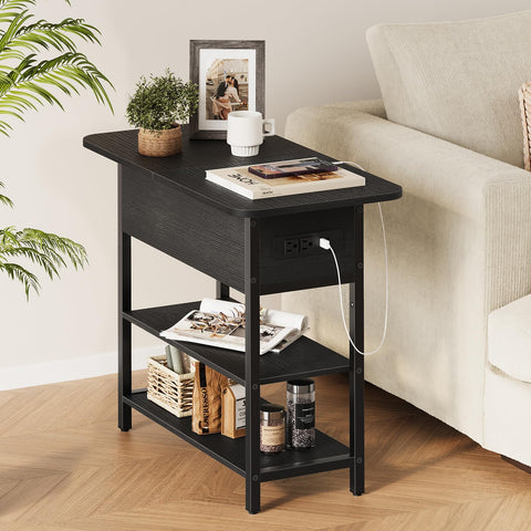 Yoobure bedside table with outlets providing bedside charging access.