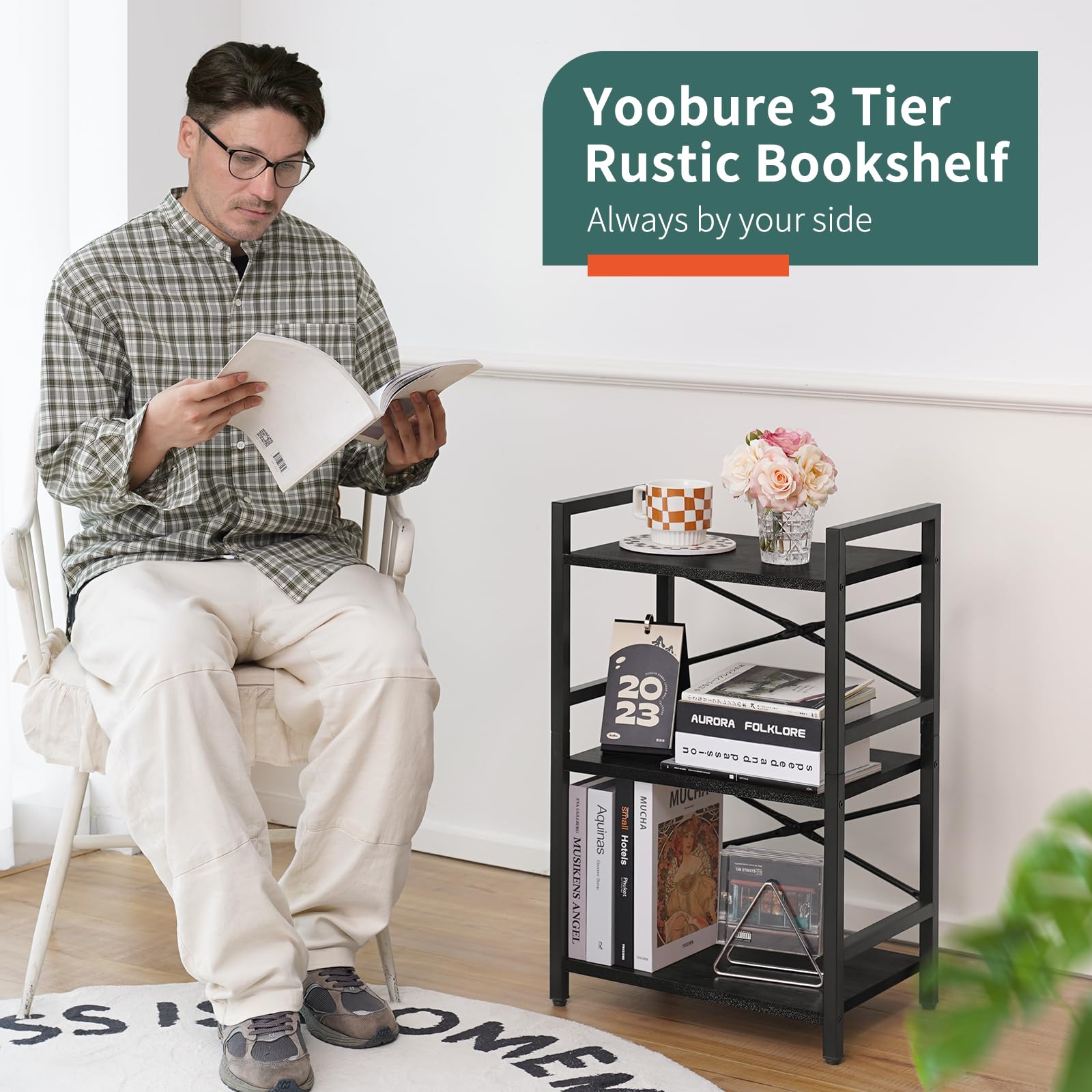 Yoobure Bookshelf easy assembly with included tools for quick setup.
