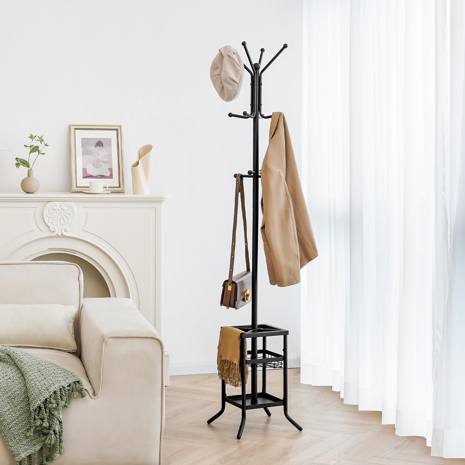 Yoobure coat rack bottom tray protects floors from drips