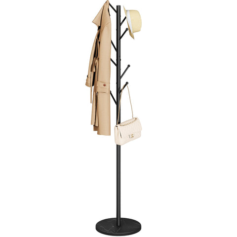 Yoobure coat rack with marble base shows natural veining and stability