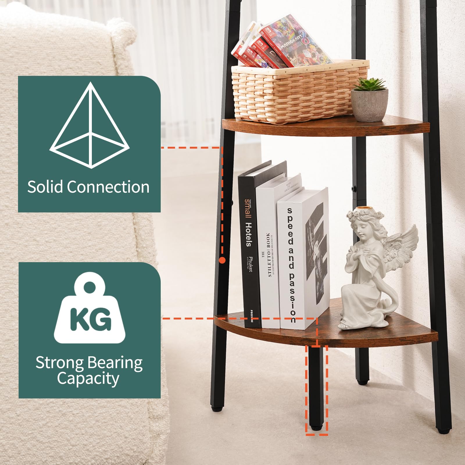 Yoobure corner shelf bottom shelf holds up to 30 pounds for heavy decor and books